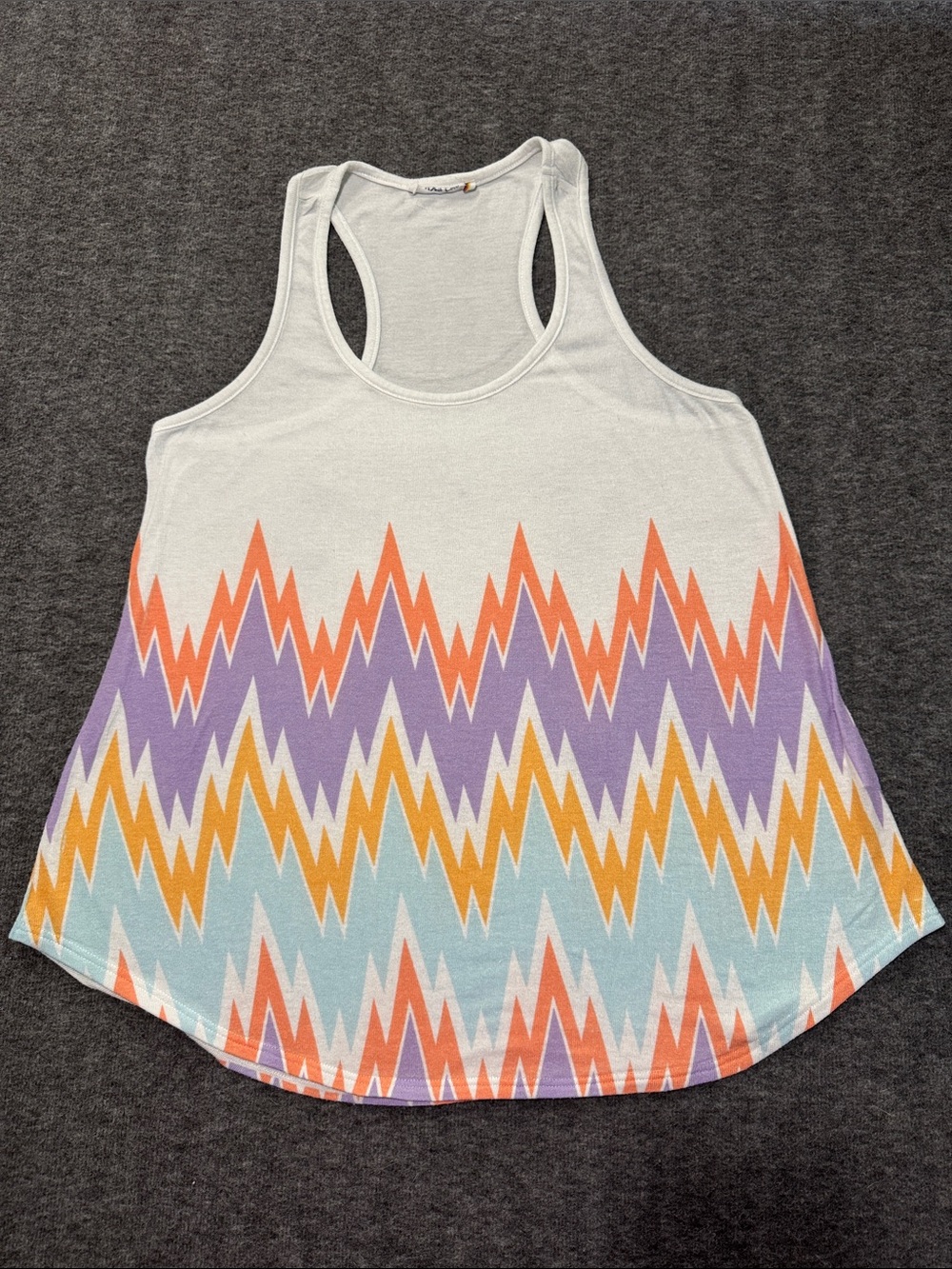 White Racerback Tank with Pastel Chevron Pattern